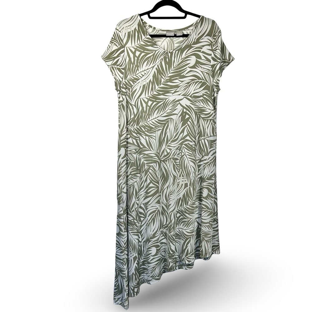 Chico's Travelers Palm‎ Frond Asymmetrical Dress Size 2 US Large Travel Resort